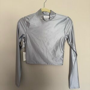 Aritzia Silver Long Sleeve Top by Bardot